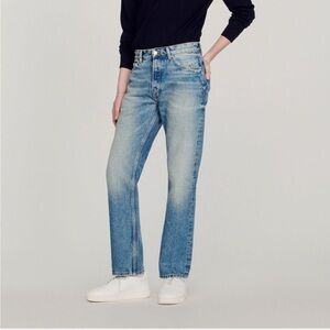 Sandro straight leg organic cotton blue jeans NWT